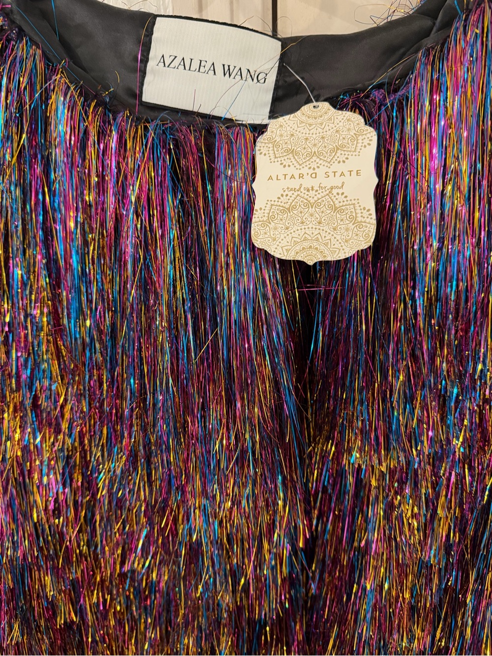 Azalea Wang I’m So Fancy Multicolor Metallic Fringe Tinsel Jacket- Altar’d State - Picture 5 of 7
